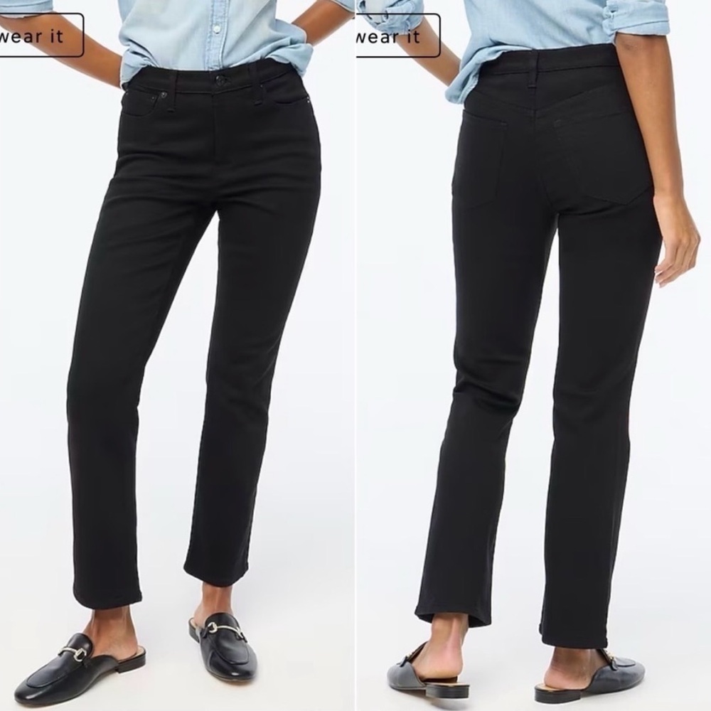 J. Crew Factory Jeans Mid-Rise Flare Crop All-Day Stretch Black 28 NWT New